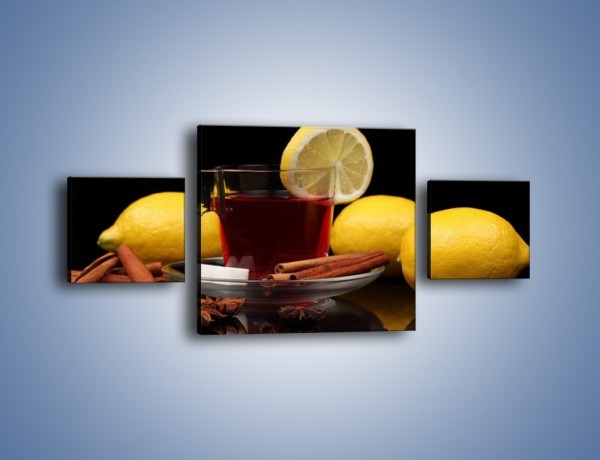 Obraz na płótnie – Mocna herbatka z cytryną – trzyczęściowy JN284W4