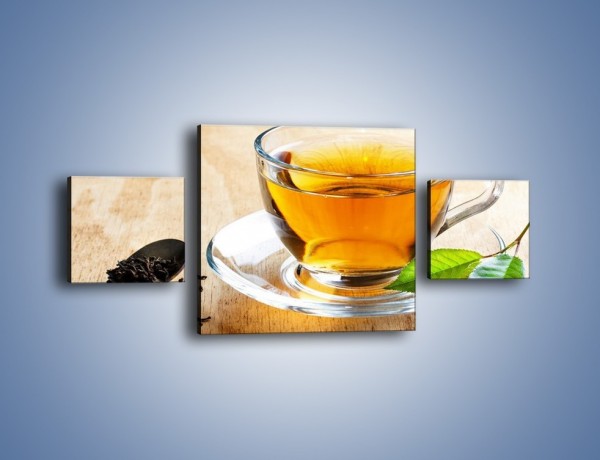 Obraz na płótnie – Listek mięty dla orzeźwienia herbaty – trzyczęściowy JN290W4