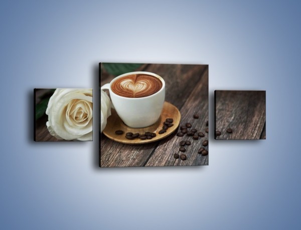 Obraz na płótnie – Kawa z różą – trzyczęściowy JN319W4