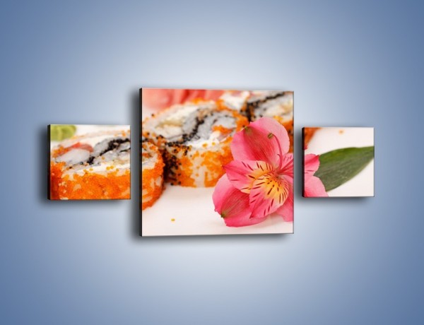 Obraz na płótnie – Sushi z kwiatem – trzyczęściowy JN354W4