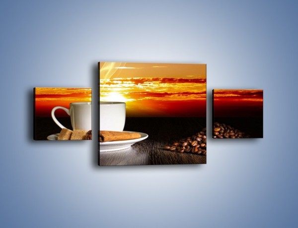 Obraz na płótnie – Kawa przy zachodzie słońca – trzyczęściowy JN366W4