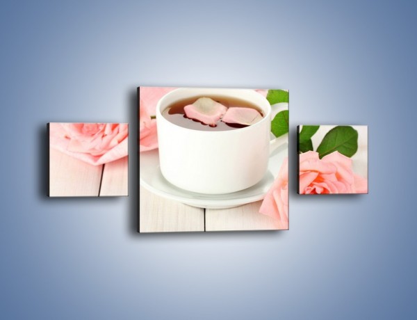 Obraz na płótnie – Herbata wśród róż – trzyczęściowy JN369W4