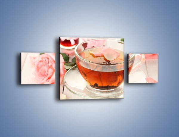 Obraz na płótnie – Herbata z płatkami róż – trzyczęściowy JN370W4
