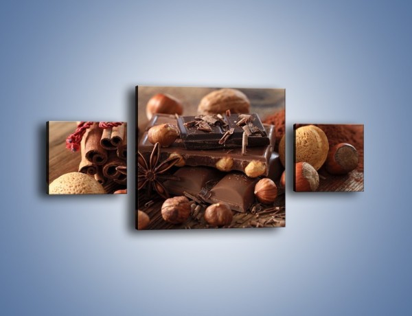 Obraz na płótnie – Orzechowo-czekoladowe uniesienie – trzyczęściowy JN376W4
