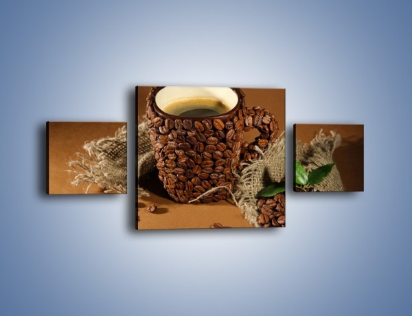 Obraz na płótnie – Kubek z ziarnami kawy – trzyczęściowy JN388W4