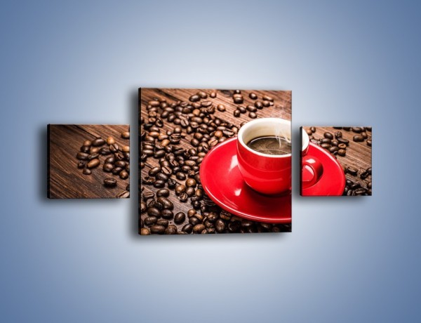 Obraz na płótnie – Kawa w czerwonej filiżance – trzyczęściowy JN441W4