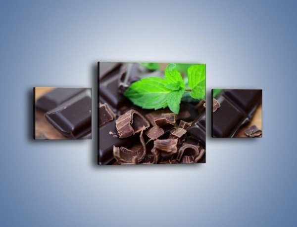 Obraz na płótnie – Połamana czekolada z miętą – trzyczęściowy JN442W4