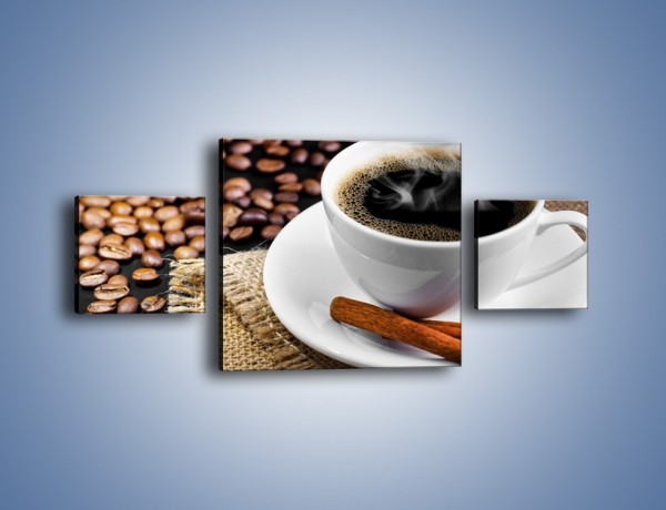 Obraz na płótnie – Kawa z cynamonową laską – trzyczęściowy JN456W4