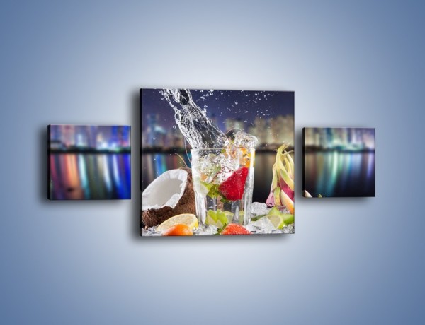 Obraz na płótnie – Tańczące owoce w szklance – trzyczęściowy JN472W4
