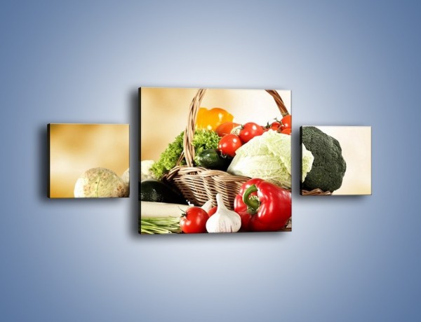 Obraz na płótnie – Kosz po brzegi wypełniony warzywami – trzyczęściowy JN484W4
