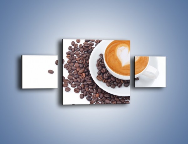 Obraz na płótnie – Miłość i kawa na białym tle – trzyczęściowy JN633W4