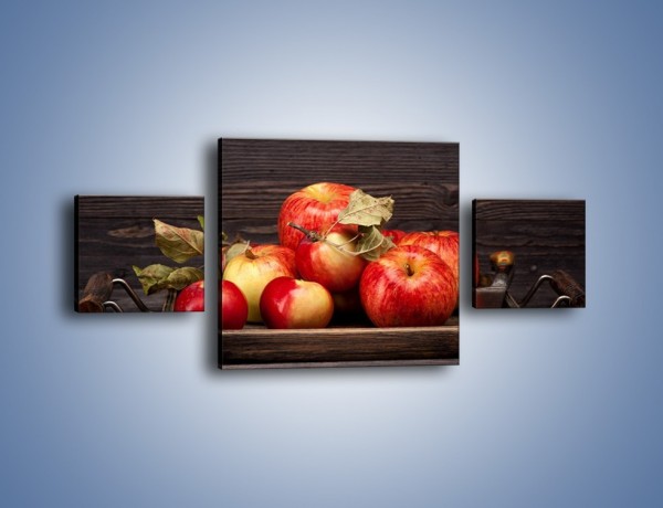 Obraz na płótnie – Dojrzałe jabłka na stole – trzyczęściowy JN653W4