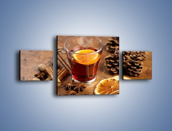 Obraz na płótnie – Zaparzona herbata z pomarańczą – trzyczęściowy JN663W4