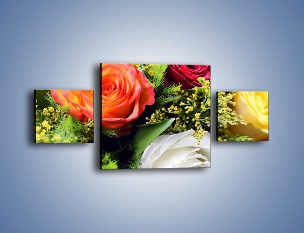 Obraz na płótnie – Róże z polnymi dodatkami – trzyczęściowy K061W4