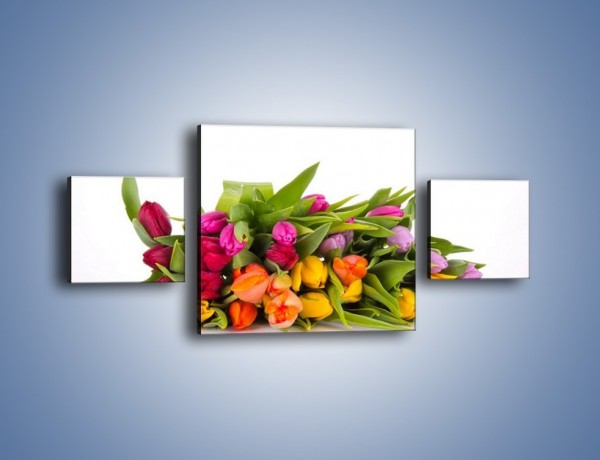 Obraz na płótnie – Kolorowe tulipany pełne luzu – trzyczęściowy K117W4