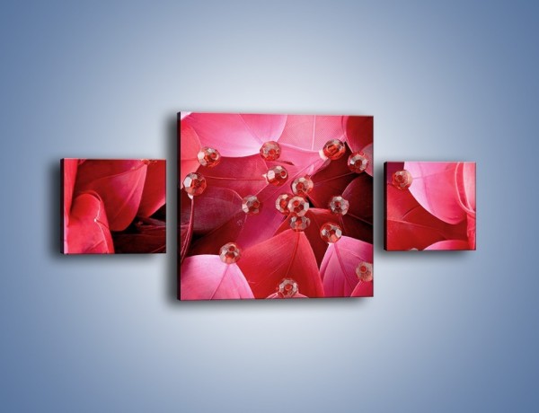 Obraz na płótnie – Koraliki wśród kwiatowych piór – trzyczęściowy K134W4