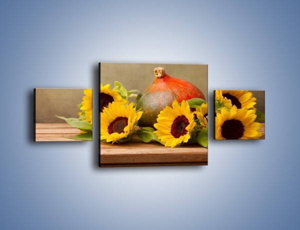 Obraz na płótnie – Słoneczniki w jesiennym klimacie – trzyczęściowy K418W4