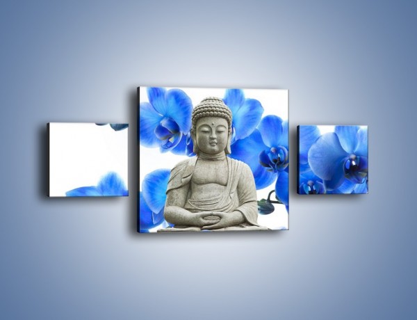 Obraz na płótnie – Niebieskie storczyki lubią buddę – trzyczęściowy K600W4