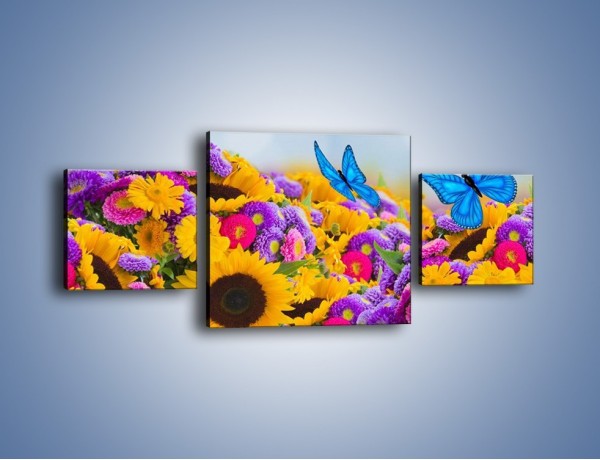 Obraz na płótnie – Bajka o kwiatach i motylach – trzyczęściowy K794W4
