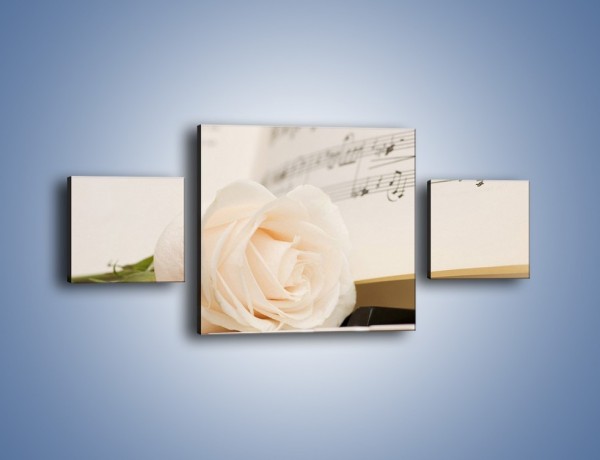 Obraz na płótnie – Fortepian z białą różą – trzyczęściowy K908W4
