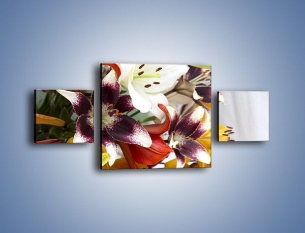 Obraz na płótnie – Wiązanka z samych lilii – trzyczęściowy K945W4