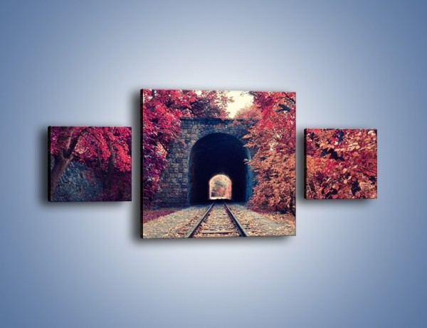 Obraz na płótnie – Pociągiem przez jesień – trzyczęściowy KN1023W4