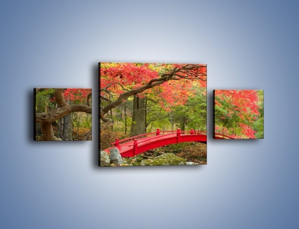 Obraz na płótnie – Czerwony most czy czerwone drzewo – trzyczęściowy KN1122AW4