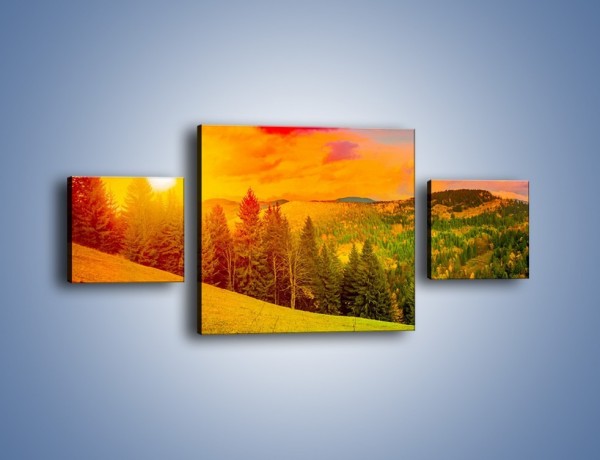 Obraz na płótnie – Zachód słońca za drzewami – trzyczęściowy KN150W4