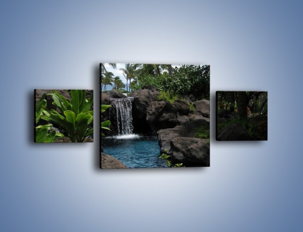 Obraz na płótnie – Wodospad wśród palm – trzyczęściowy KN208W4