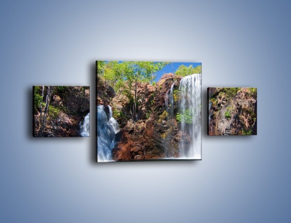 Obraz na płótnie – Wodospad duży i mały – trzyczęściowy KN210W4