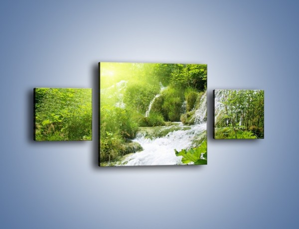 Obraz na płótnie – Wodospad ukryty w zieleni – trzyczęściowy KN228W4
