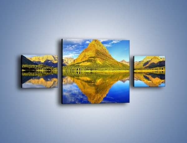 Obraz na płótnie – Górskie piramidy w wodnym lustrze – trzyczęściowy KN254W4