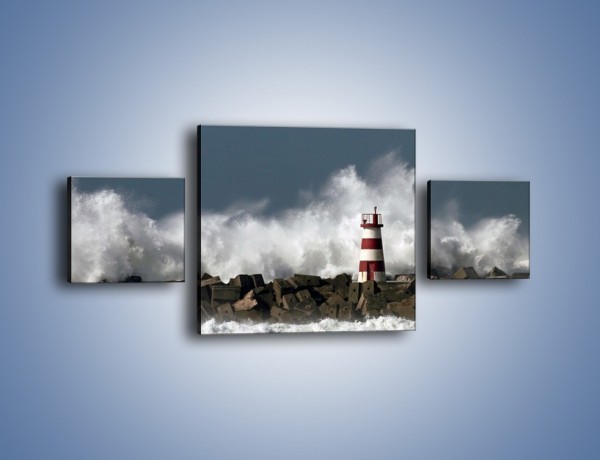 Obraz na płótnie – Latarnia morska w sztormie – trzyczęściowy KN626W4