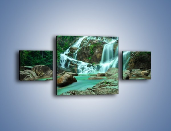 Obraz na płótnie – Wodospad i turkus w wodzie – trzyczęściowy KN681W4
