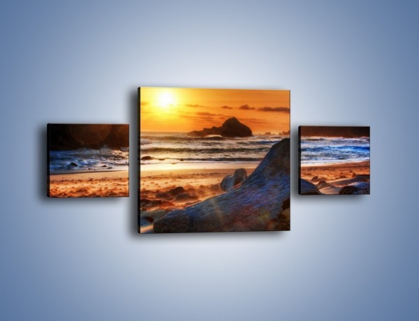 Obraz na płótnie – Urok plaży o zachodzie słońca – trzyczęściowy KN757W4