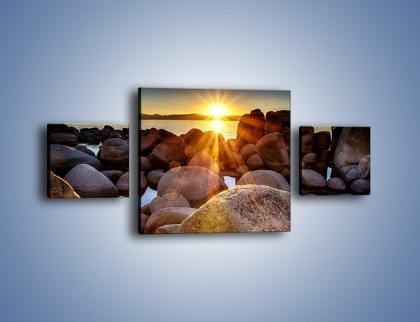 Obraz na płótnie – Kamienna wyspa w słońcu – trzyczęściowy KN888W4