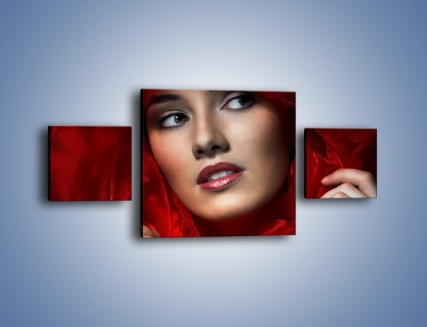 Obraz na płótnie – Kobieta w czerwieni – trzyczęściowy L187W4
