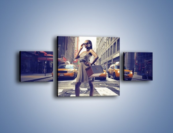 Obraz na płótnie – Pani i nowojorski styl – trzyczęściowy L246W4