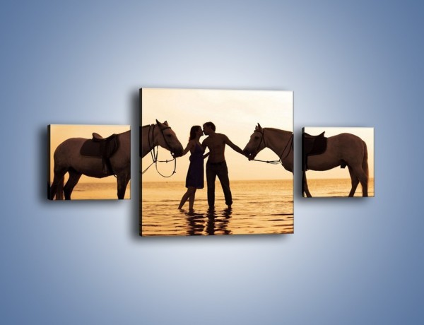 Obraz na płótnie – Miłość morze i konie – trzyczęściowy L253W4
