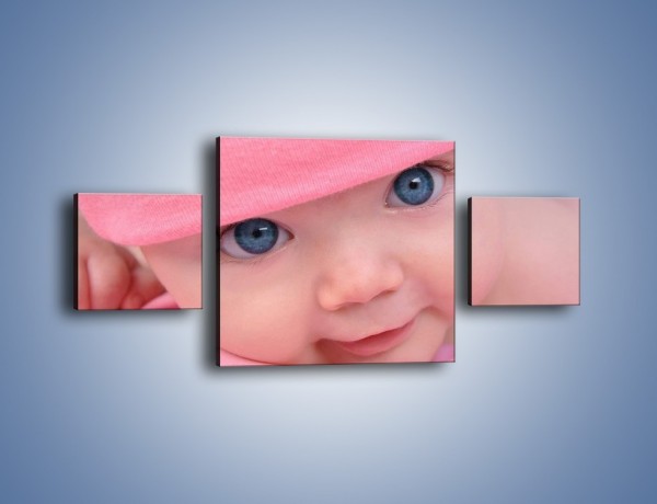 Obraz na płótnie – Bobas w różowej czapeczce – trzyczęściowy L256W4