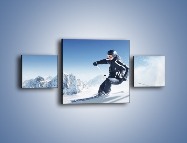 Obraz na płótnie – Zima góry i narty – trzyczęściowy L286W4