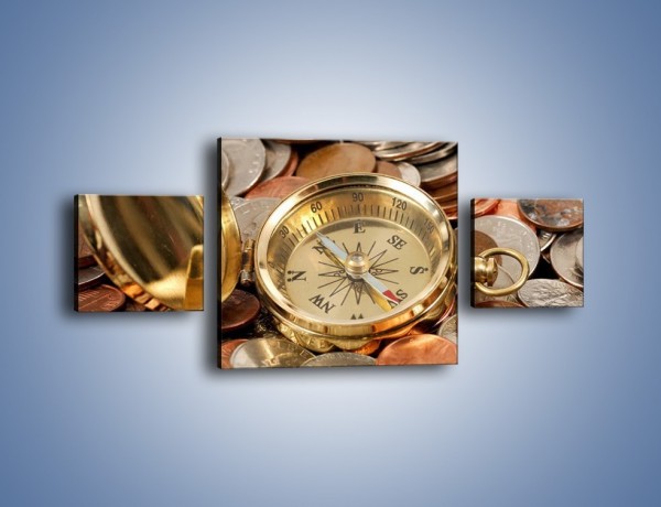 Obraz na płótnie – Kompas zatopiony w monetach – trzyczęściowy O089W4