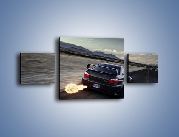 Obraz na płótnie – Ogień z wydechu Subaru Impreza WRX STi – trzyczęściowy TM128W4