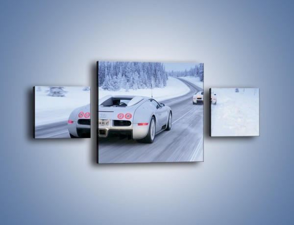 Obraz na płótnie – Bugatti Veyron w śniegu – trzyczęściowy TM134W4