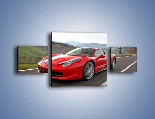 Obraz na płótnie – Czerwone Ferrari 458 Italia – trzyczęściowy TM194W4