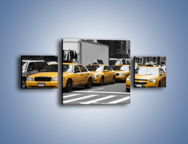 Obraz na płótnie – Amerykańskie taksówki w korku ulicznym – trzyczęściowy TM219W4