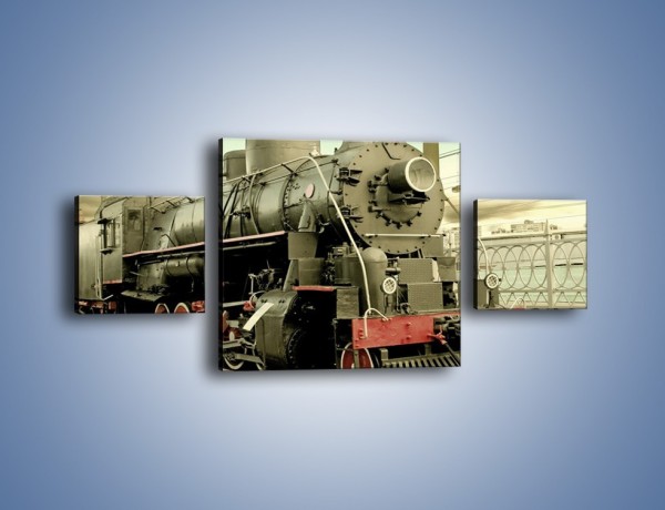 Obraz na płótnie – Stara lokomotywa na stacji – trzyczęściowy TM238W4
