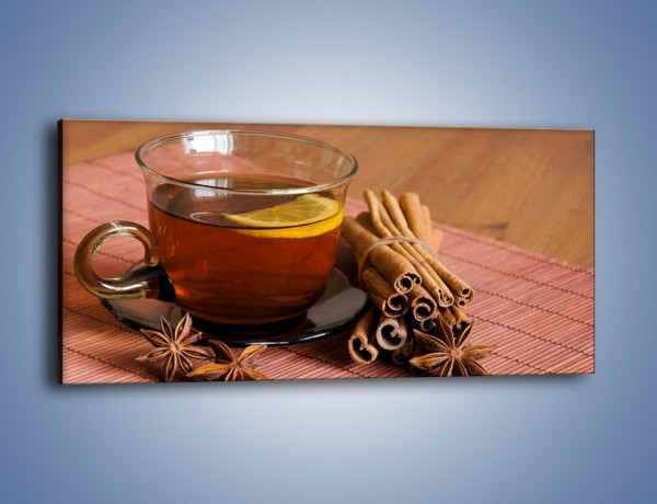 Obraz na płótnie – Rozgrzewająca filiżanka herbaty – jednoczęściowy panoramiczny JN266