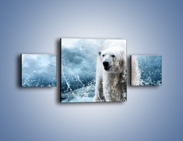 Obraz na płótnie – Polarny niedźwiedź na lodzie – trzyczęściowy Z264W4