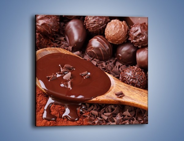 Obraz na płótnie – Praliny w płynącej czekoladzie – jednoczęściowy kwadratowy JN018